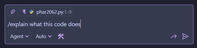 Asking Copilot to explain code