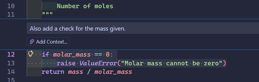 Asking Copilot to add mass error handling