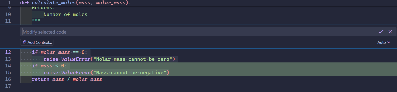 Copilot Code Modification Result